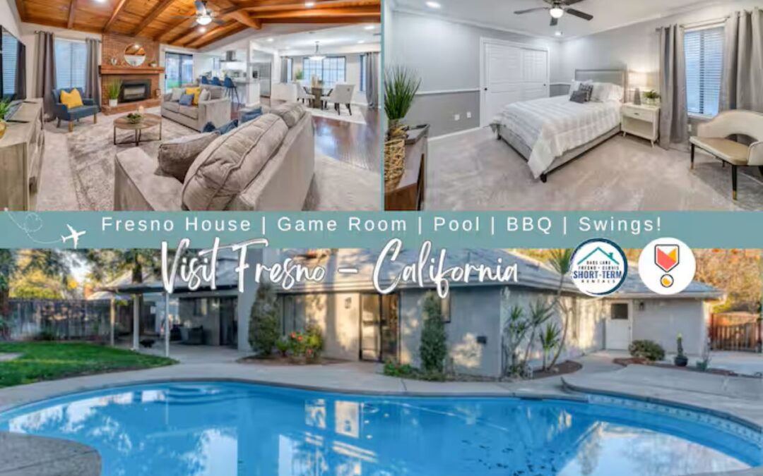 Fresno House | Game Room | Pool | BBQ | Swings!