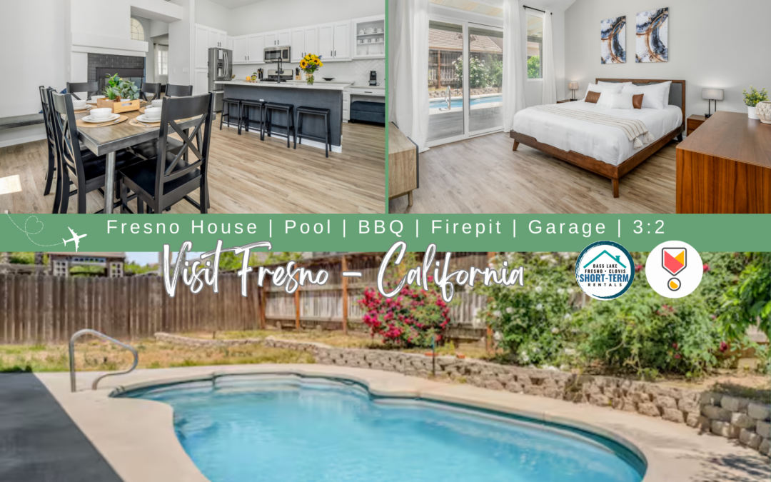 Fresno House | Pool | BBQ | Firepit | Garage | 3:2