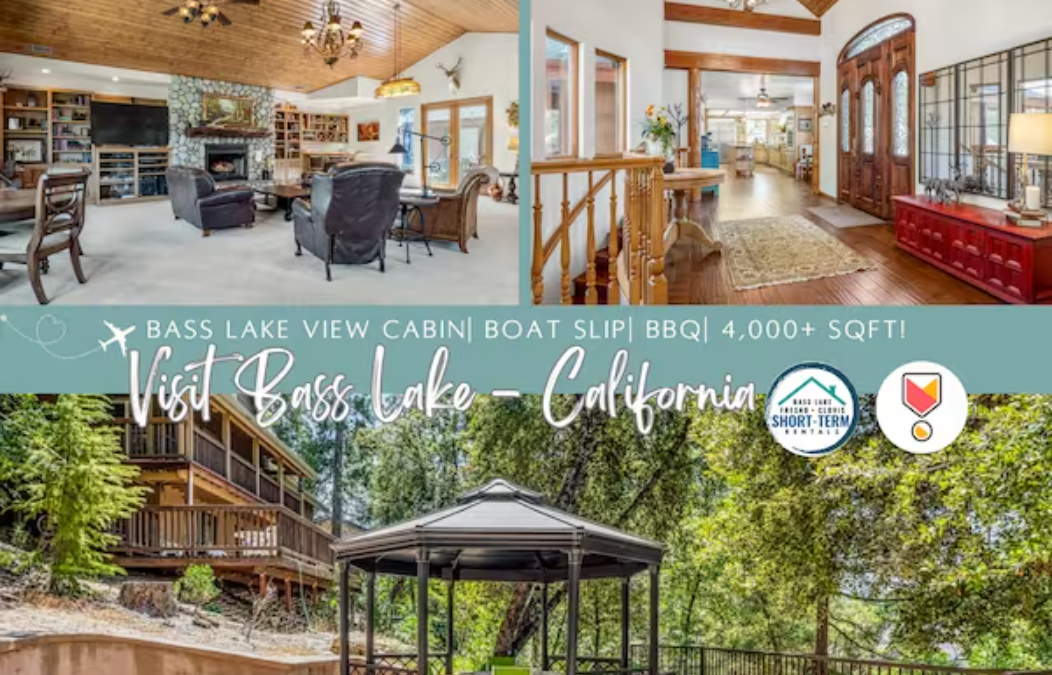 Bass Lake View Cabin| Boat Slip| BBQ| 4,000+ SQFT!